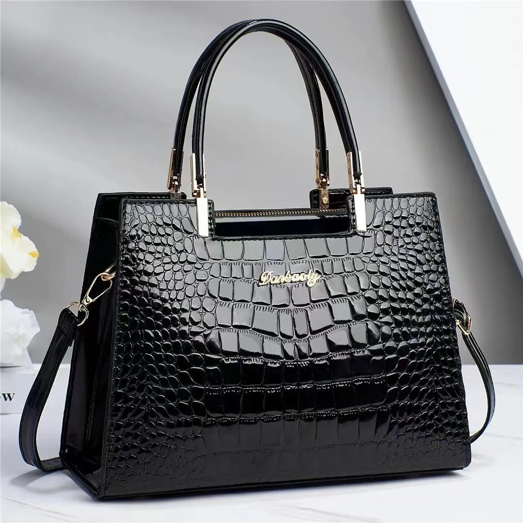 Gabriella | Shine Luxury Handbag with Crocodile Print
