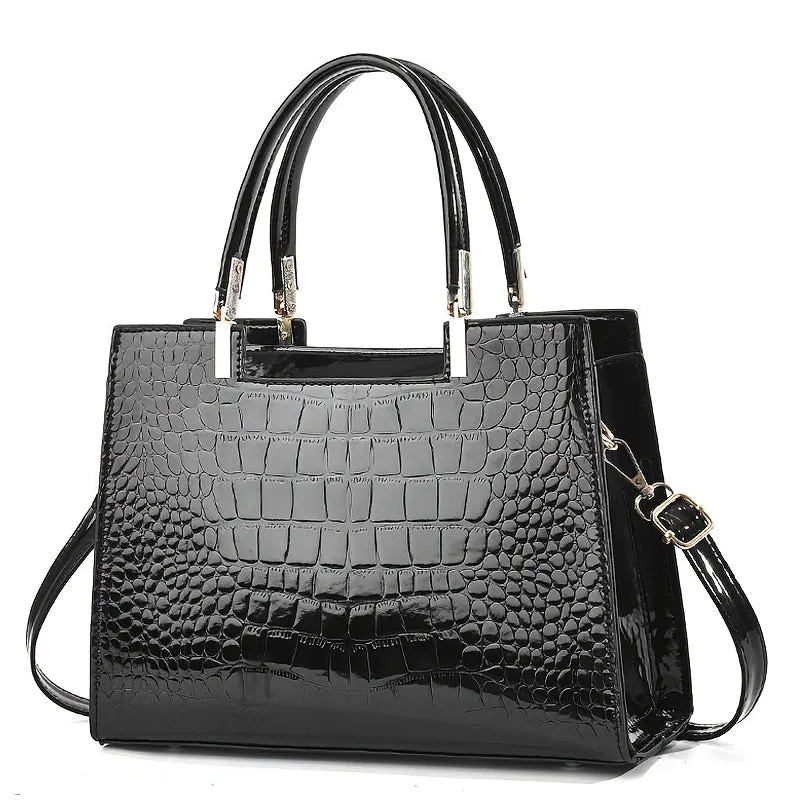Gabriella | Shine Luxury Handbag with Crocodile Print