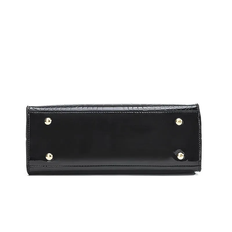 Gabriella | Shine Luxury Handbag with Crocodile Print