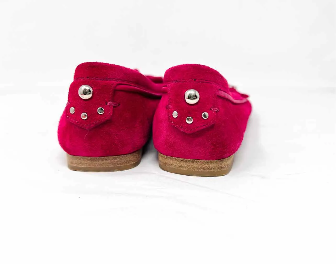 Gianvito Rossi Size 7 Hot Pink Embellished Suede Shoes Moccasins