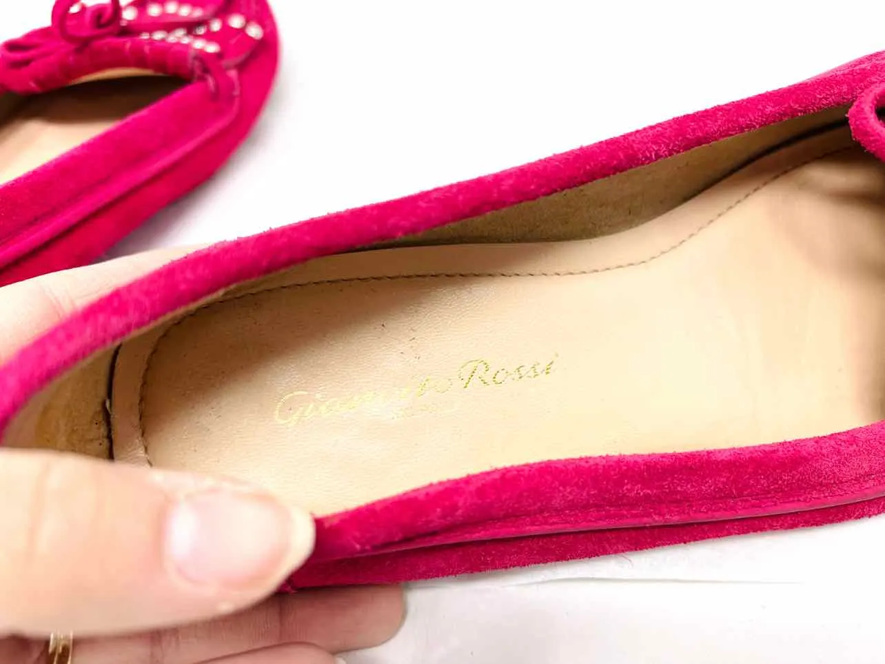 Gianvito Rossi Size 7 Hot Pink Embellished Suede Shoes Moccasins