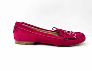 Gianvito Rossi Size 7 Hot Pink Embellished Suede Shoes Moccasins