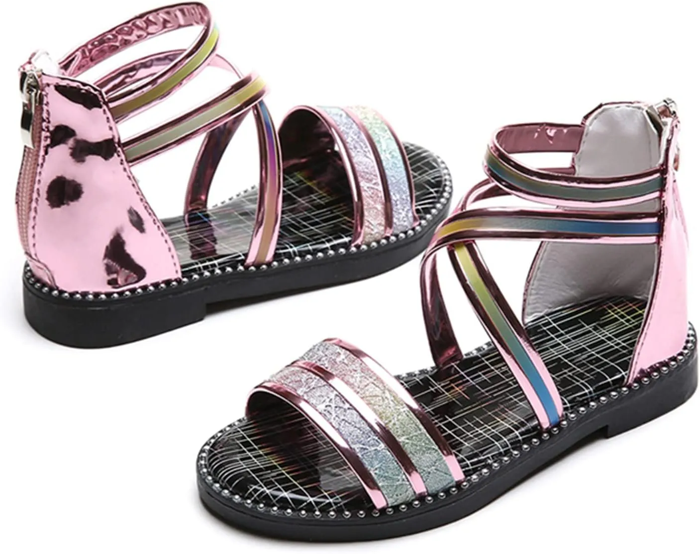 Girls Strap Sandals Flat Fisherman Thong Cross Strappy Sandals Kids Shoes Princess Kids Dress Sandals (Pink, 3 Years)