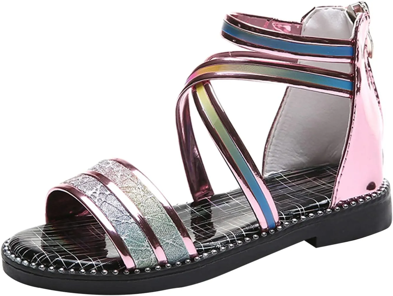 Girls Strap Sandals Flat Fisherman Thong Cross Strappy Sandals Kids Shoes Princess Kids Dress Sandals (Pink, 3 Years)
