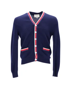 Gucci Button-Front Cardigan in Navy Blue Cashmere