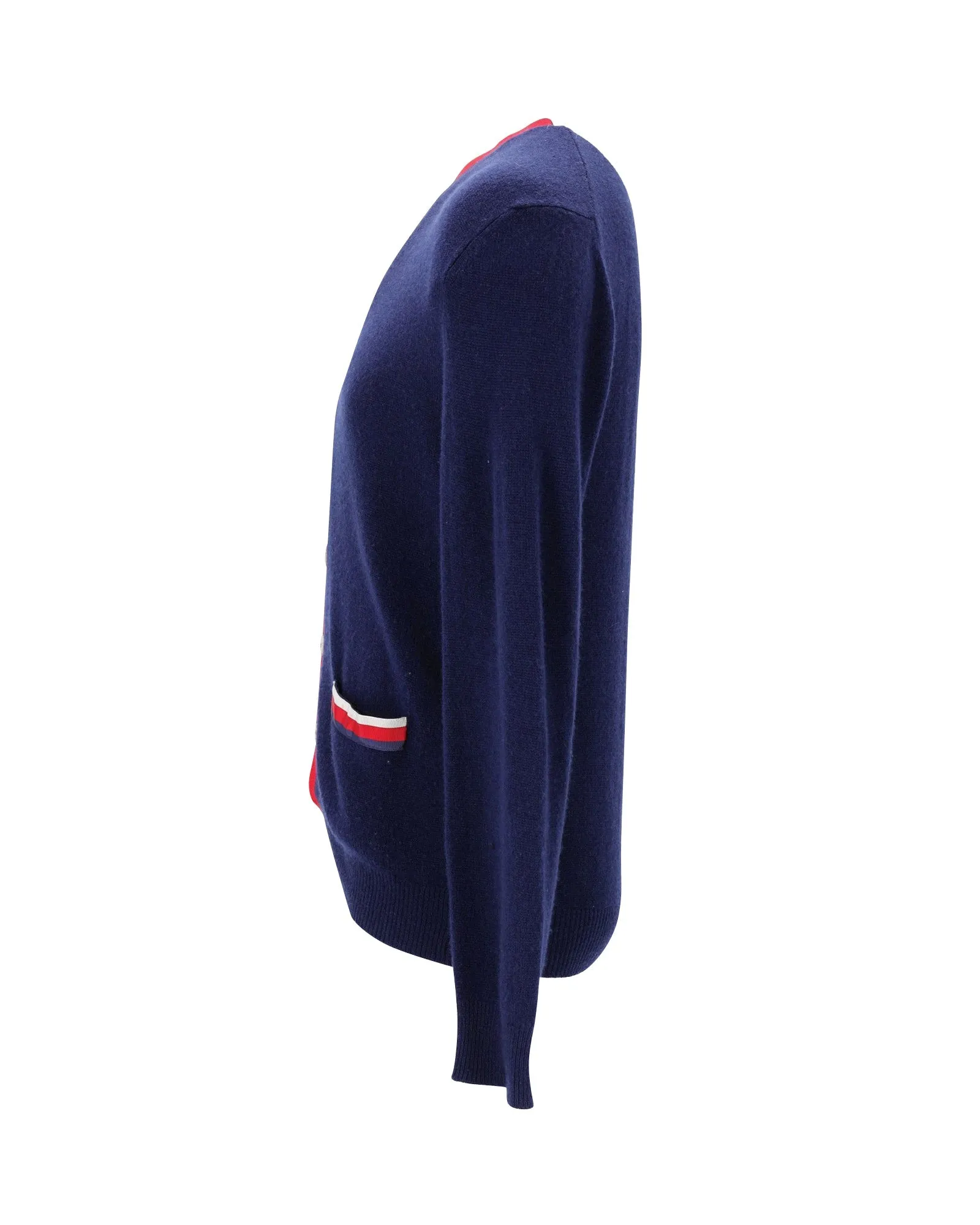 Gucci Button-Front Cardigan in Navy Blue Cashmere