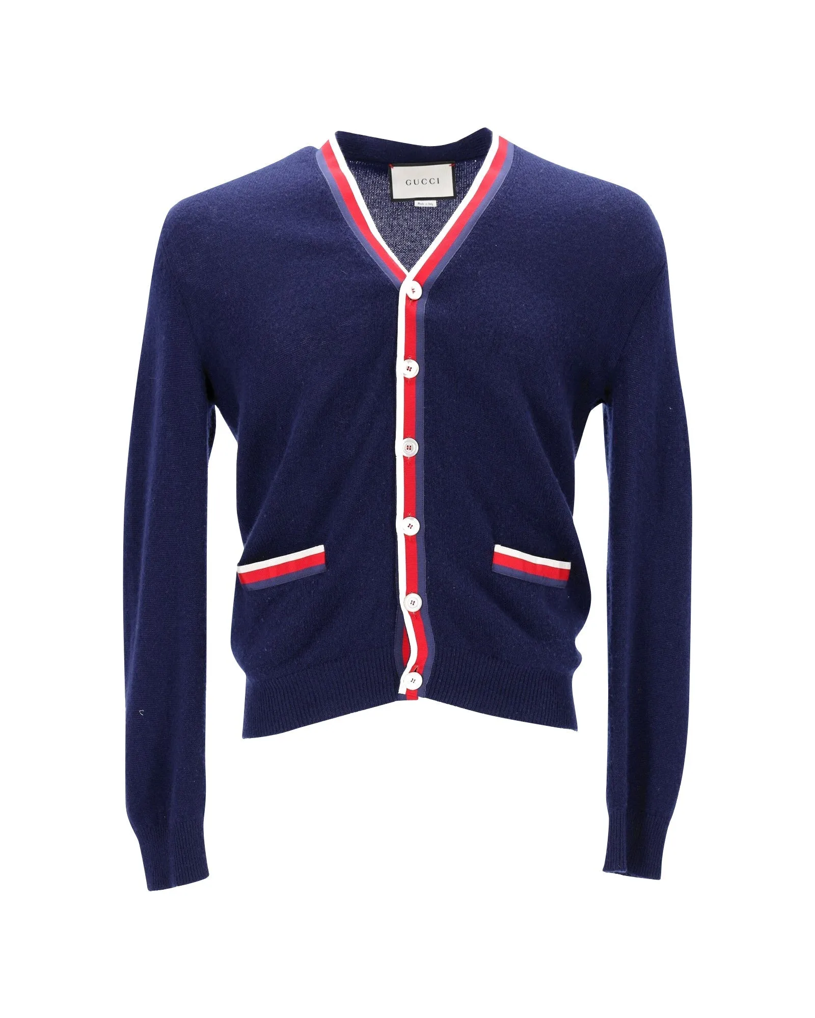 Gucci Button-Front Cardigan in Navy Blue Cashmere