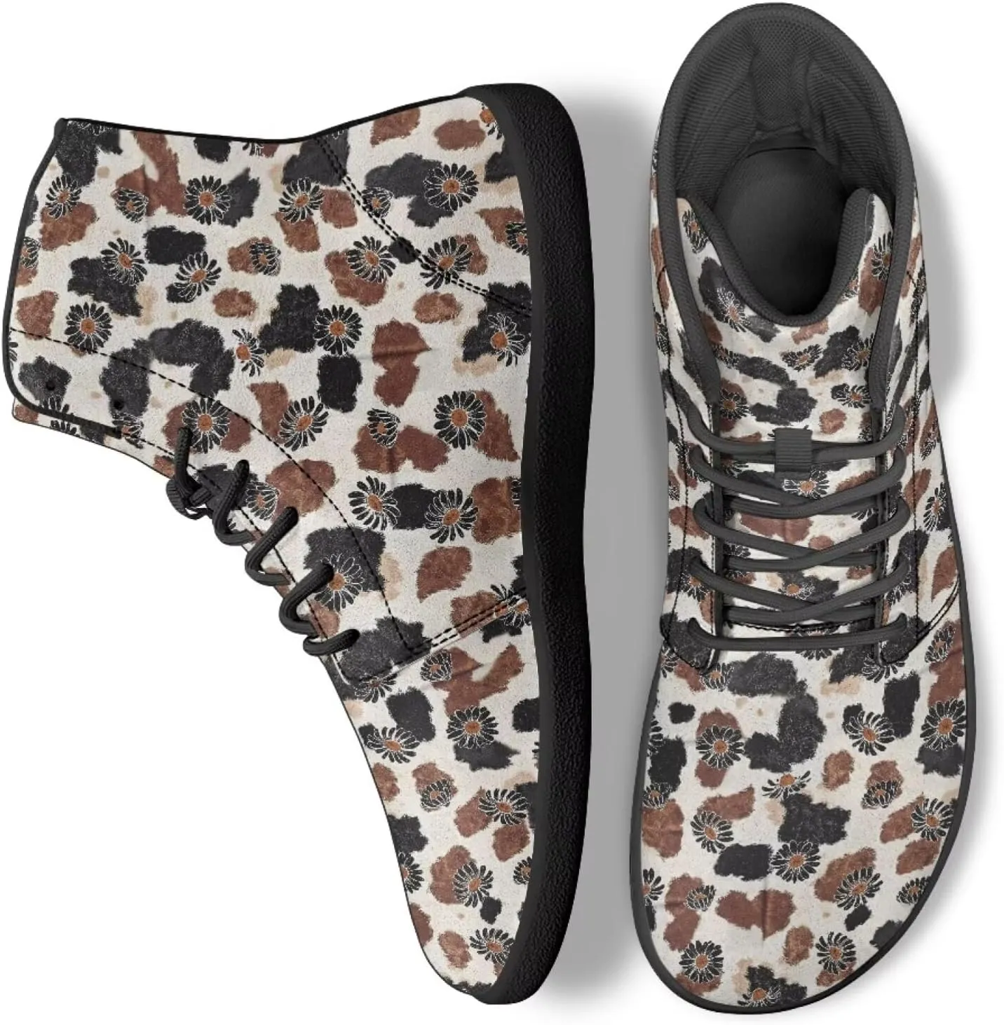 High Top Flower Pattern Zero-Drop Barefoot Shoes for Men Women Lightweight Minimalist Shoes for Running and Hiking Activities