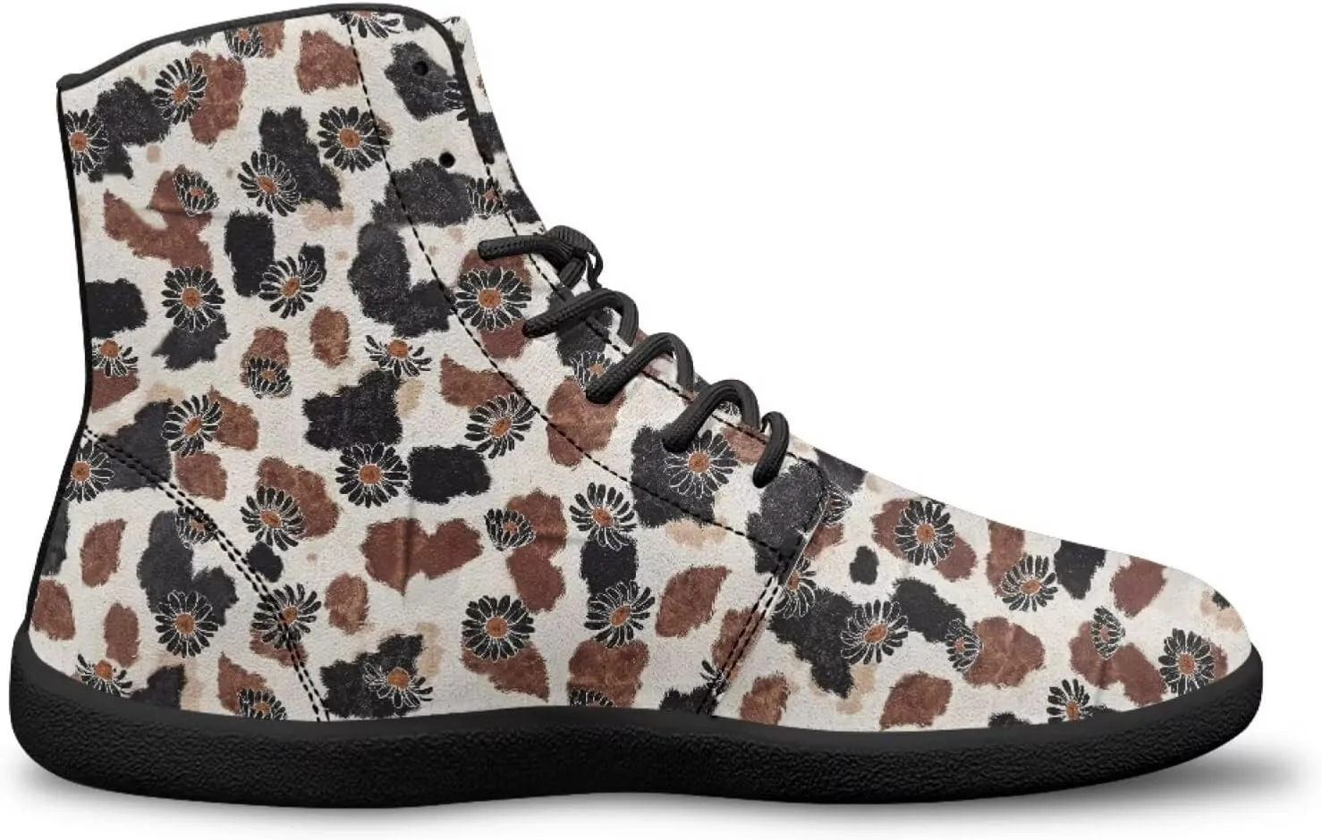 High Top Flower Pattern Zero-Drop Barefoot Shoes for Men Women Lightweight Minimalist Shoes for Running and Hiking Activities