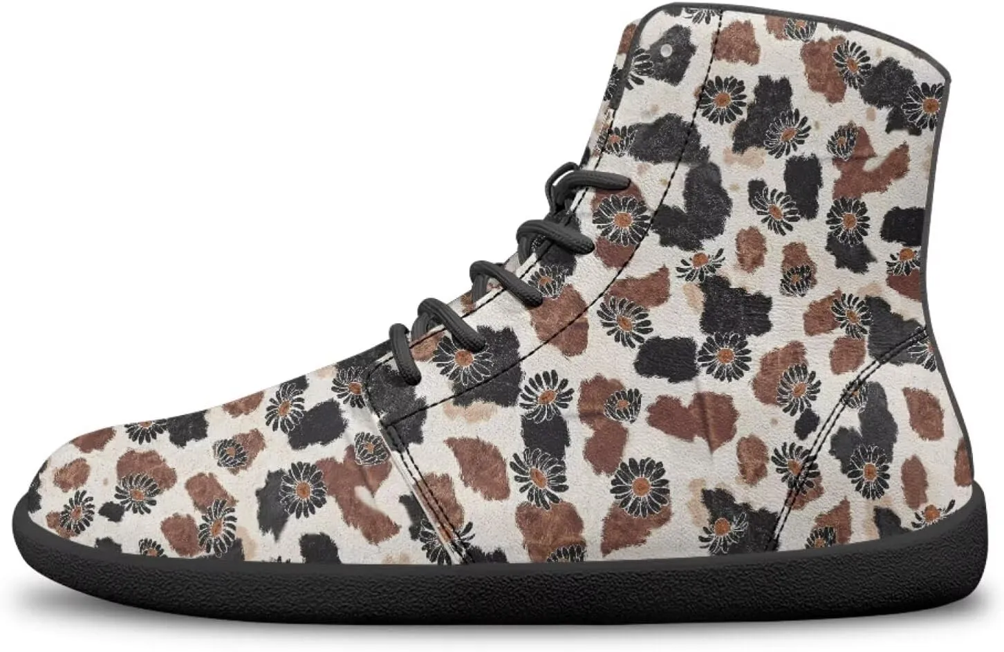 High Top Flower Pattern Zero-Drop Barefoot Shoes for Men Women Lightweight Minimalist Shoes for Running and Hiking Activities