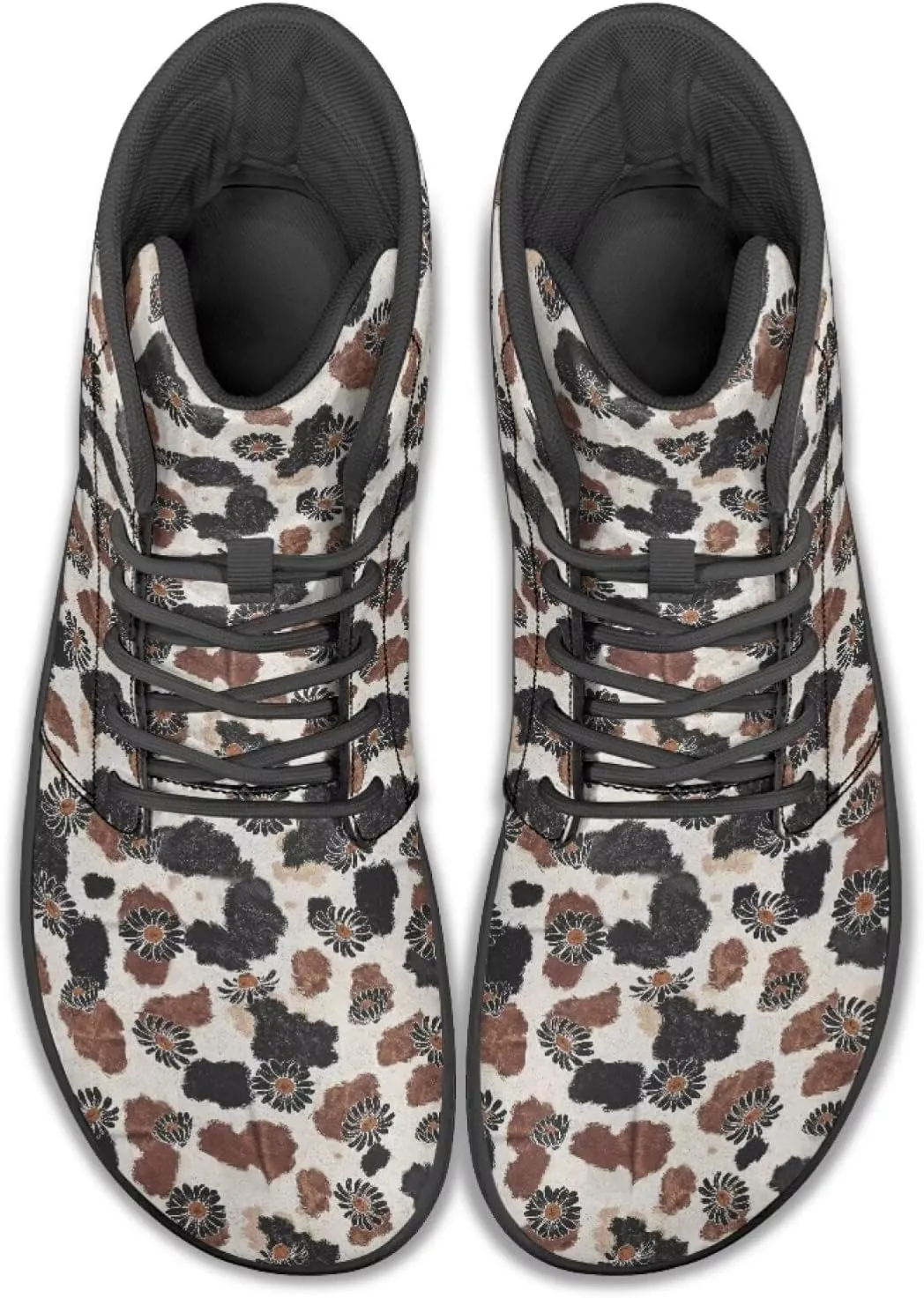 High Top Flower Pattern Zero-Drop Barefoot Shoes for Men Women Lightweight Minimalist Shoes for Running and Hiking Activities