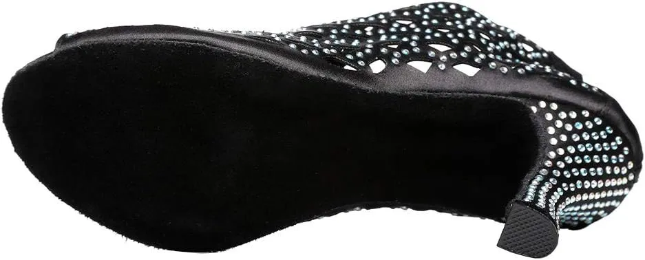 HROYL Latin Ballroom Dance Shoes for Women Latin Salsa Tango Open Toe Ankle Boots,YCL363