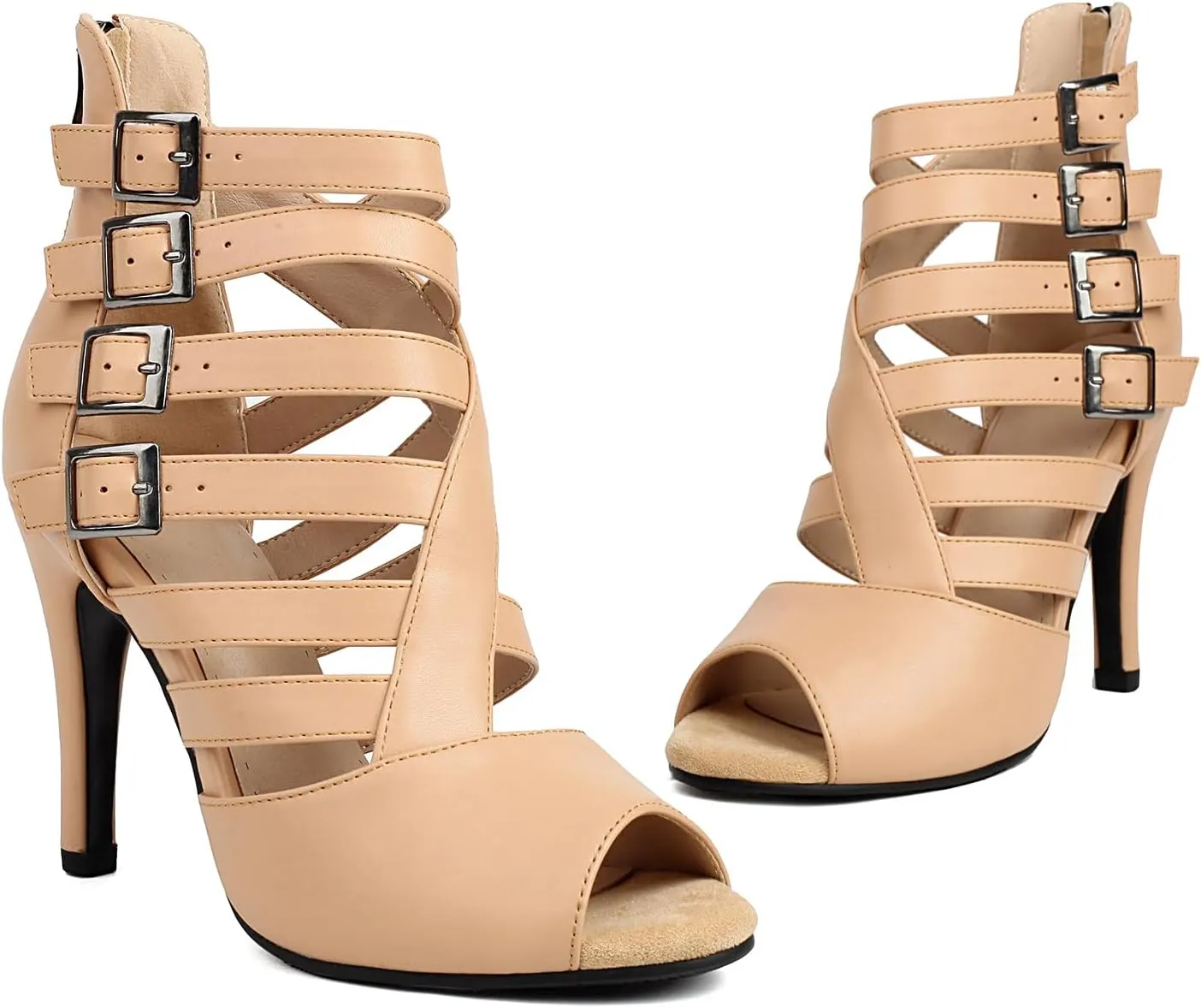 HROYL Women Peep Toe Stiletto Heels Class Dance Shoes Small Heel Latin Salsa Ballroom Dance Sandals,Model K200