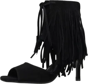 HROYL Women's Ballroom Latin Salsa Dance Shoes with Tassel Peep-Toe Dancing Heels Sandals,Model A668