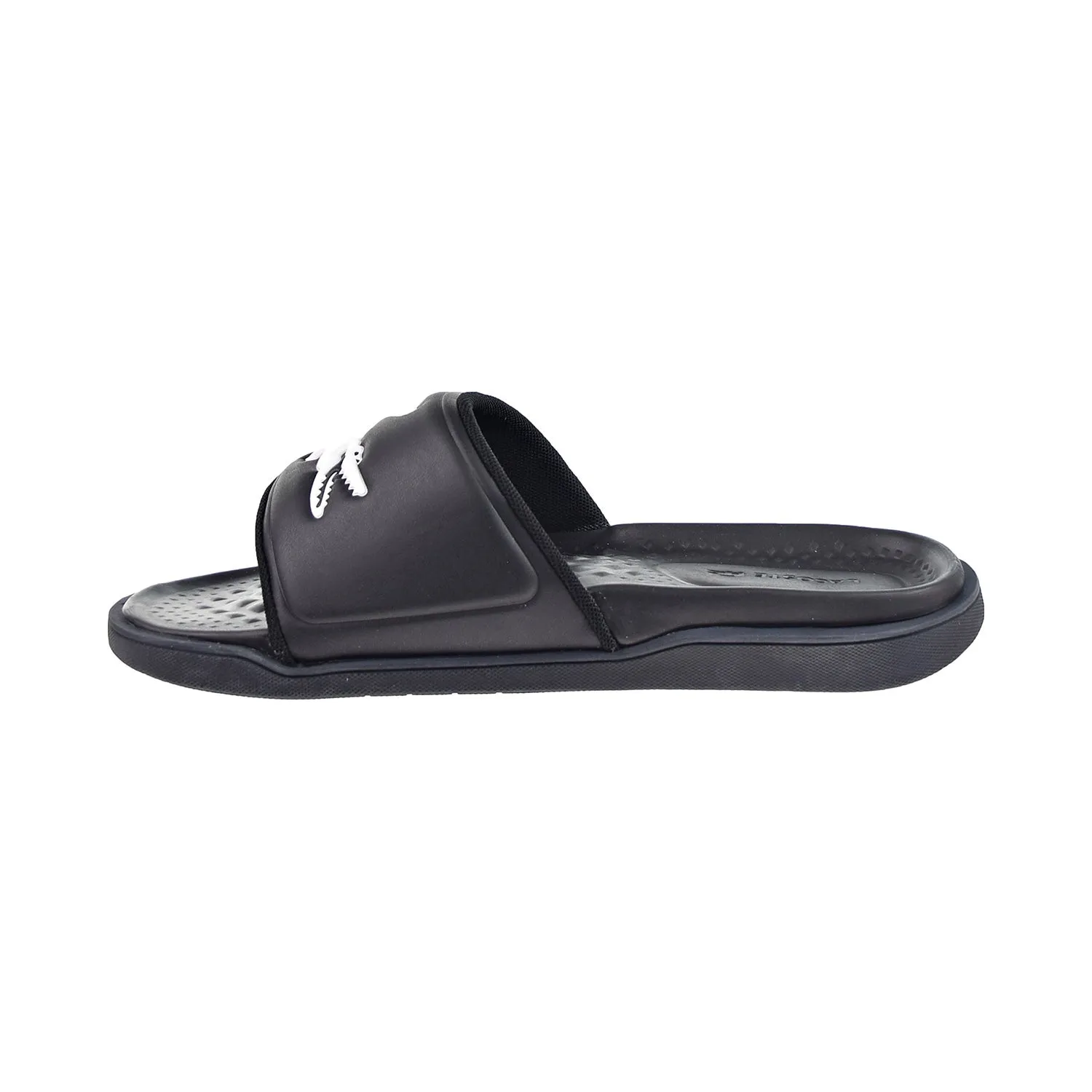 Lacoste Croco Dualiste Synthetic Logo Strap Men's Slides Black