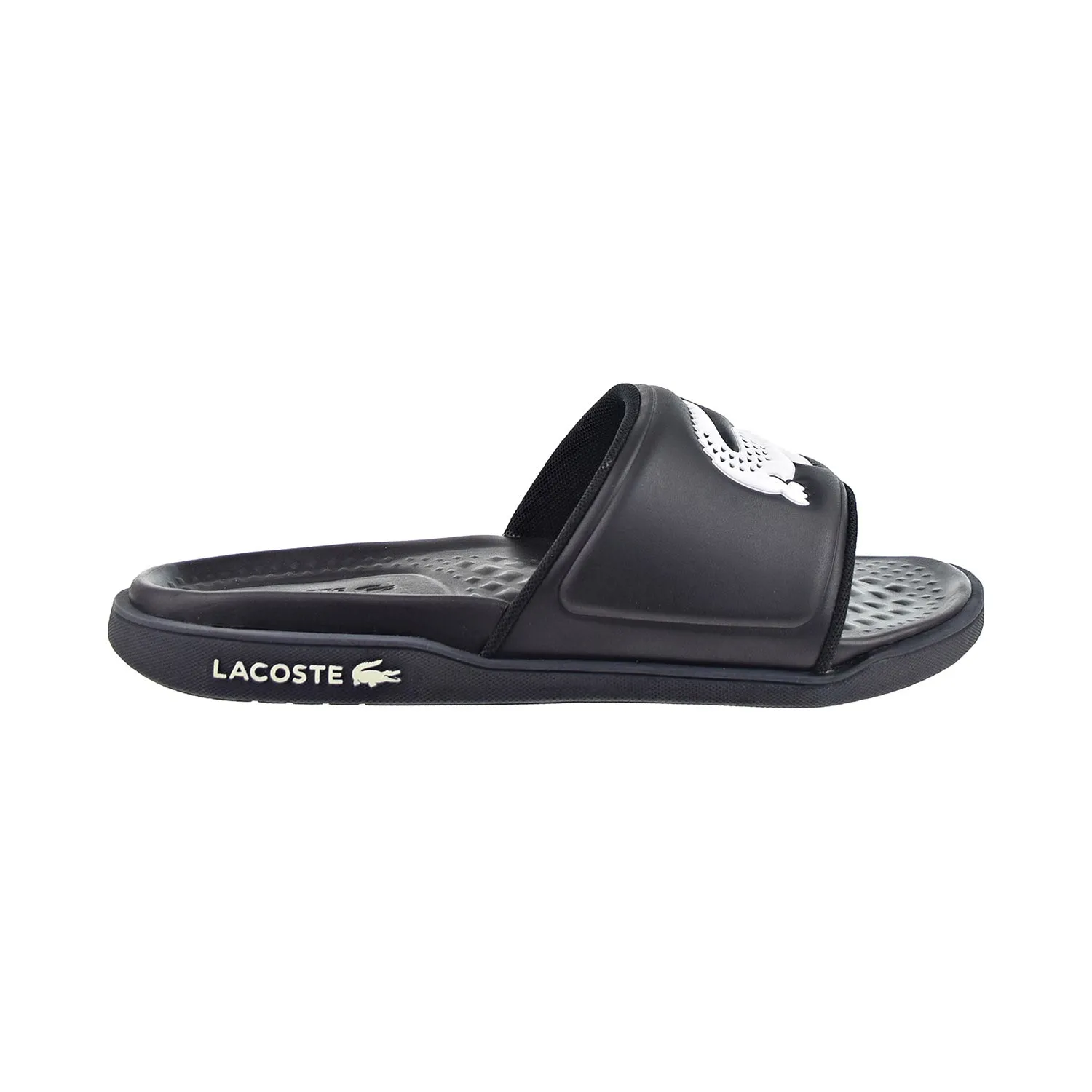 Lacoste Croco Dualiste Synthetic Logo Strap Men's Slides Black