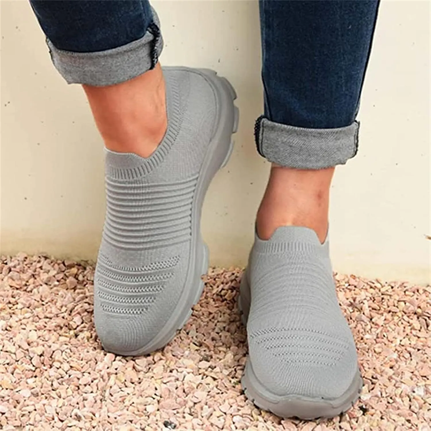 Ladmiple Sneakers For Women Slip On Walking Shoes Non Slip Fashion Casual Dressy Summer Fashion Comfortable Flats Loafer