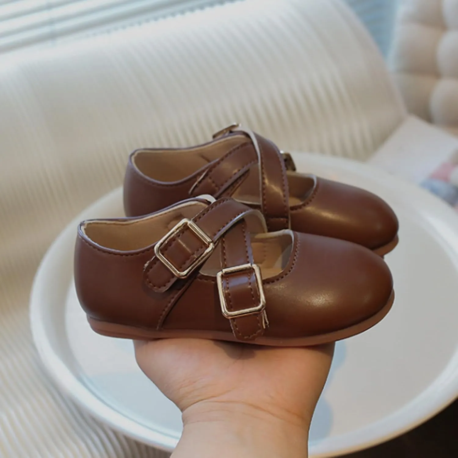 Little Girls Mary Jane School Uniform Shoes Buckle Strap Dress Flats Moccasins Toddler Princess Dress Shoes