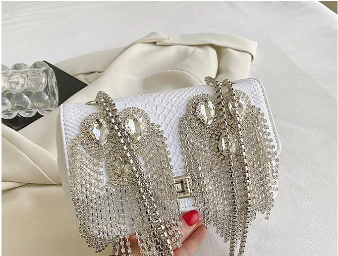 Luxury Leather Diamond Tassel Bag