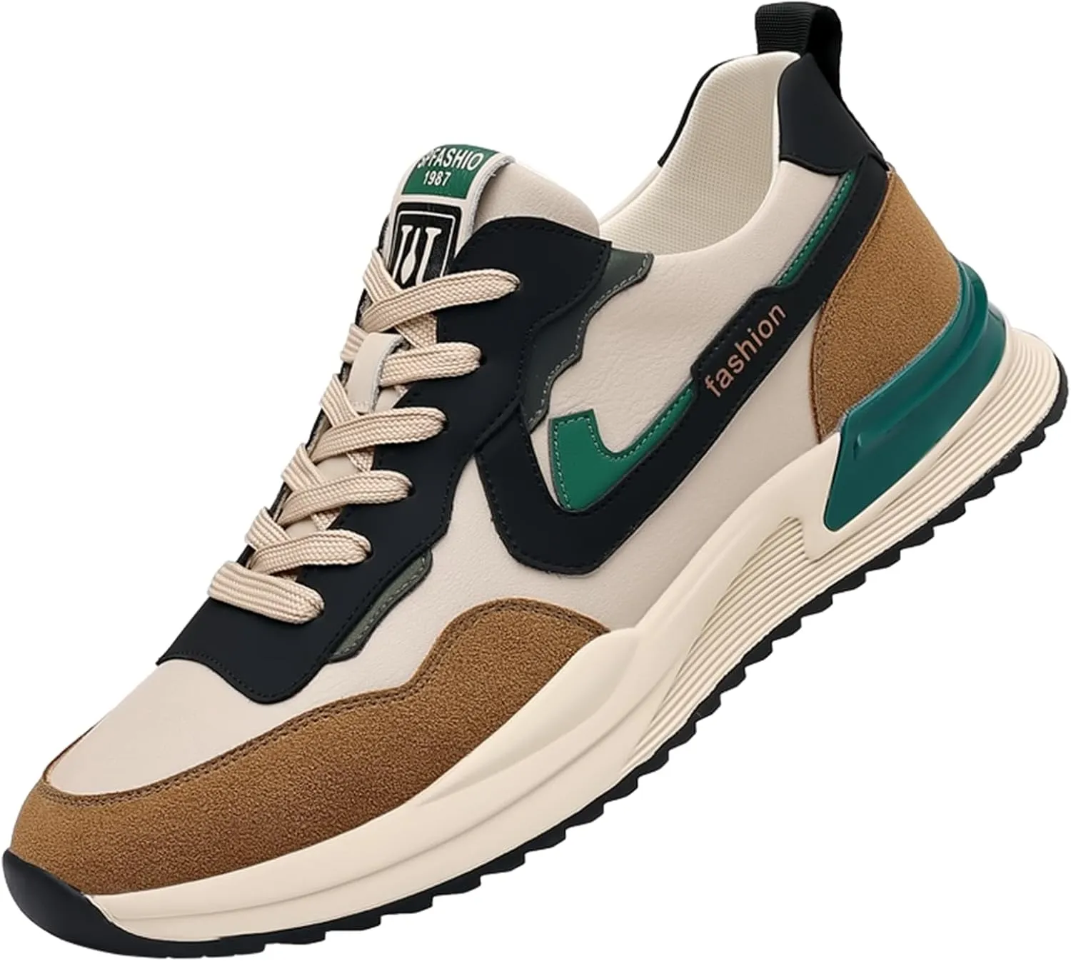 Men's Fashion Suede Leather Platform Lace-Up Low Top Sneakers Comfortable Lightweight Non Slip Walking Workout Sport Work Tennis Shoes