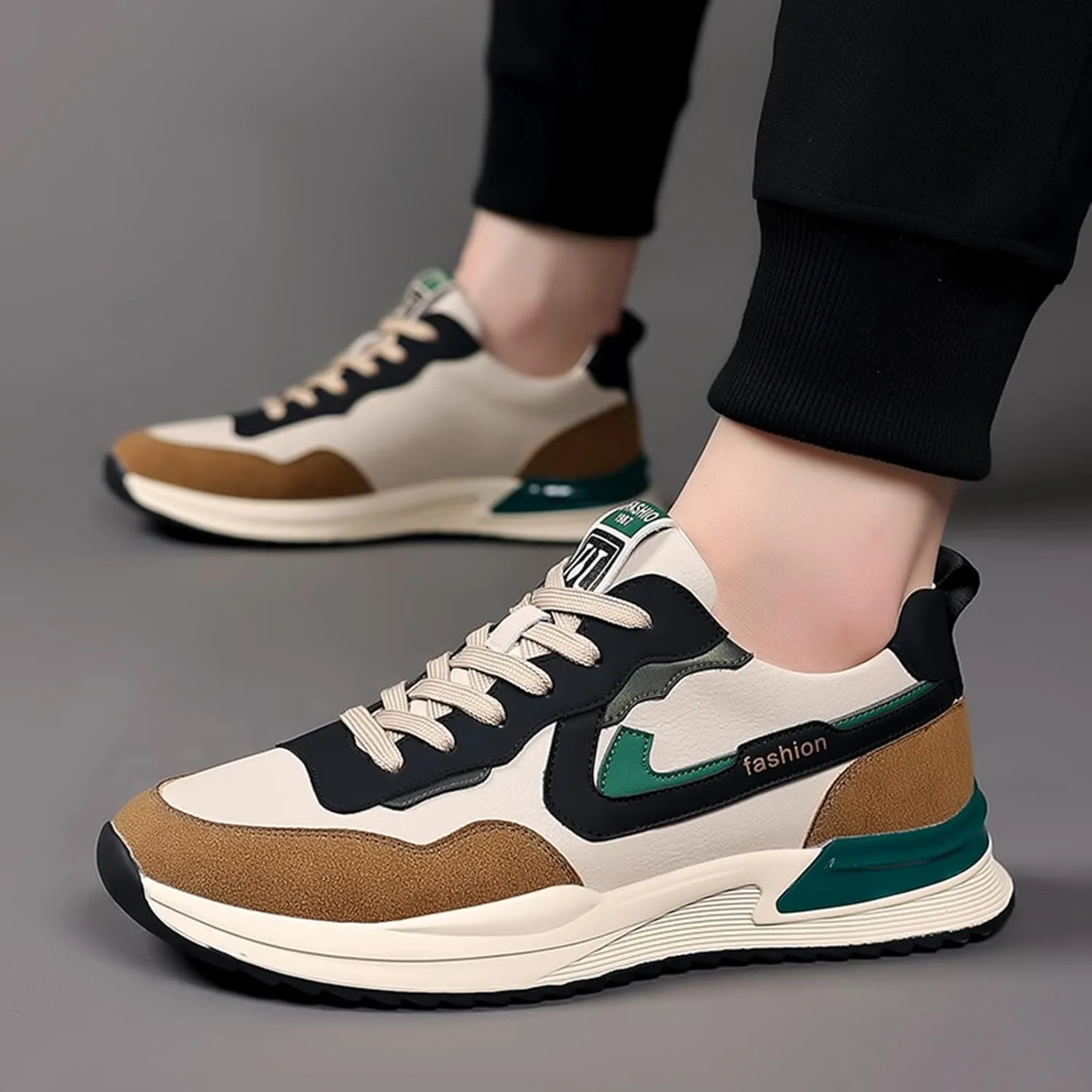 Men's Fashion Suede Leather Platform Lace-Up Low Top Sneakers Comfortable Lightweight Non Slip Walking Workout Sport Work Tennis Shoes