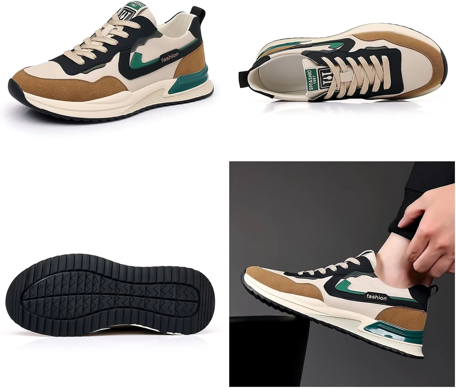 Men's Fashion Suede Leather Platform Lace-Up Low Top Sneakers Comfortable Lightweight Non Slip Walking Workout Sport Work Tennis Shoes