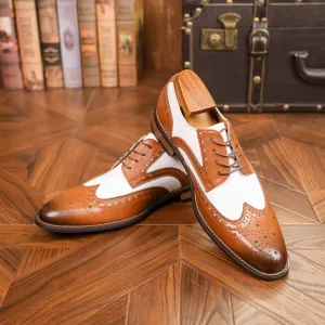 Mens Wrinkle Resistance Premium Wingtip Brogue Oxfords