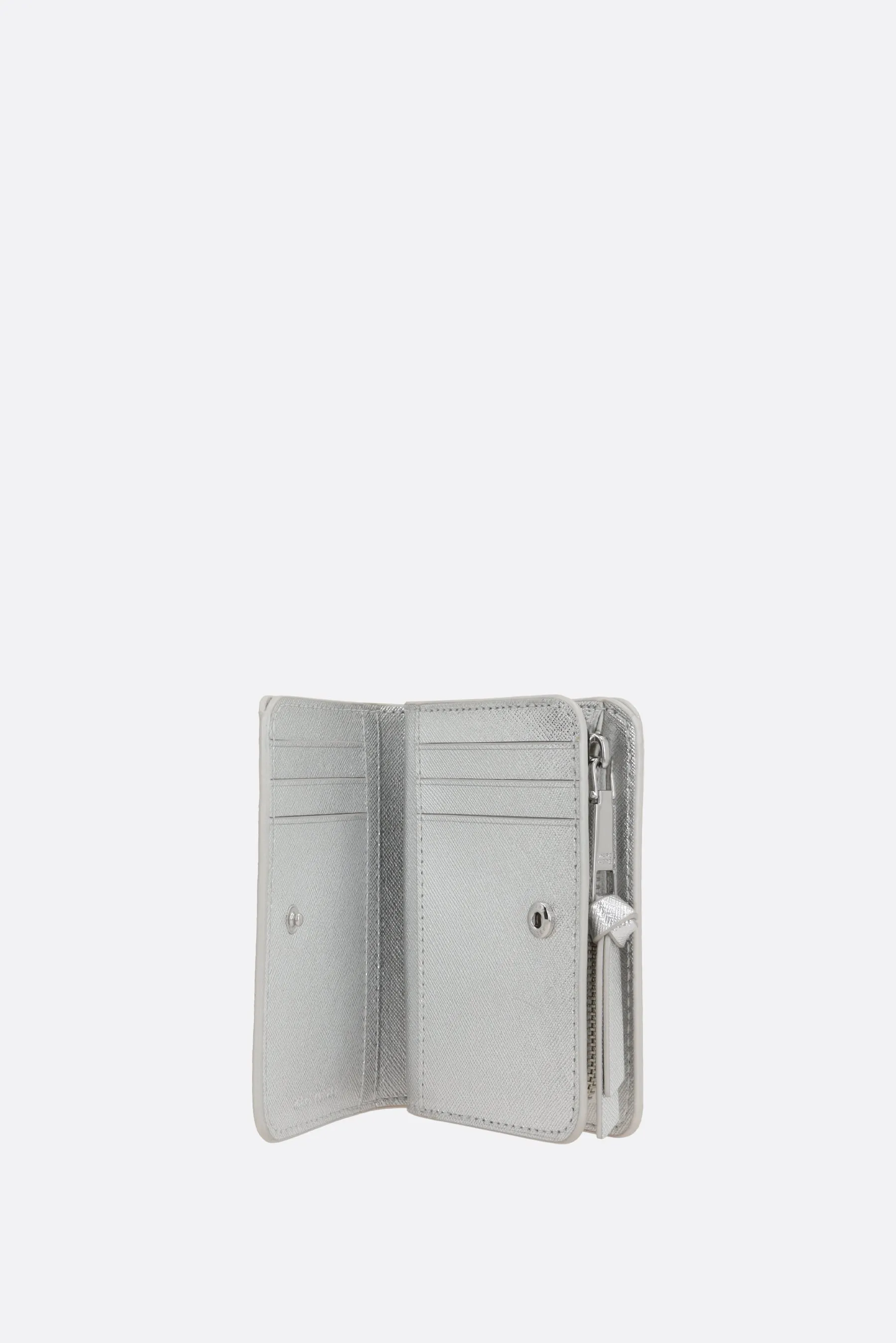Metallic Crossgrain Leather Compact Wallet