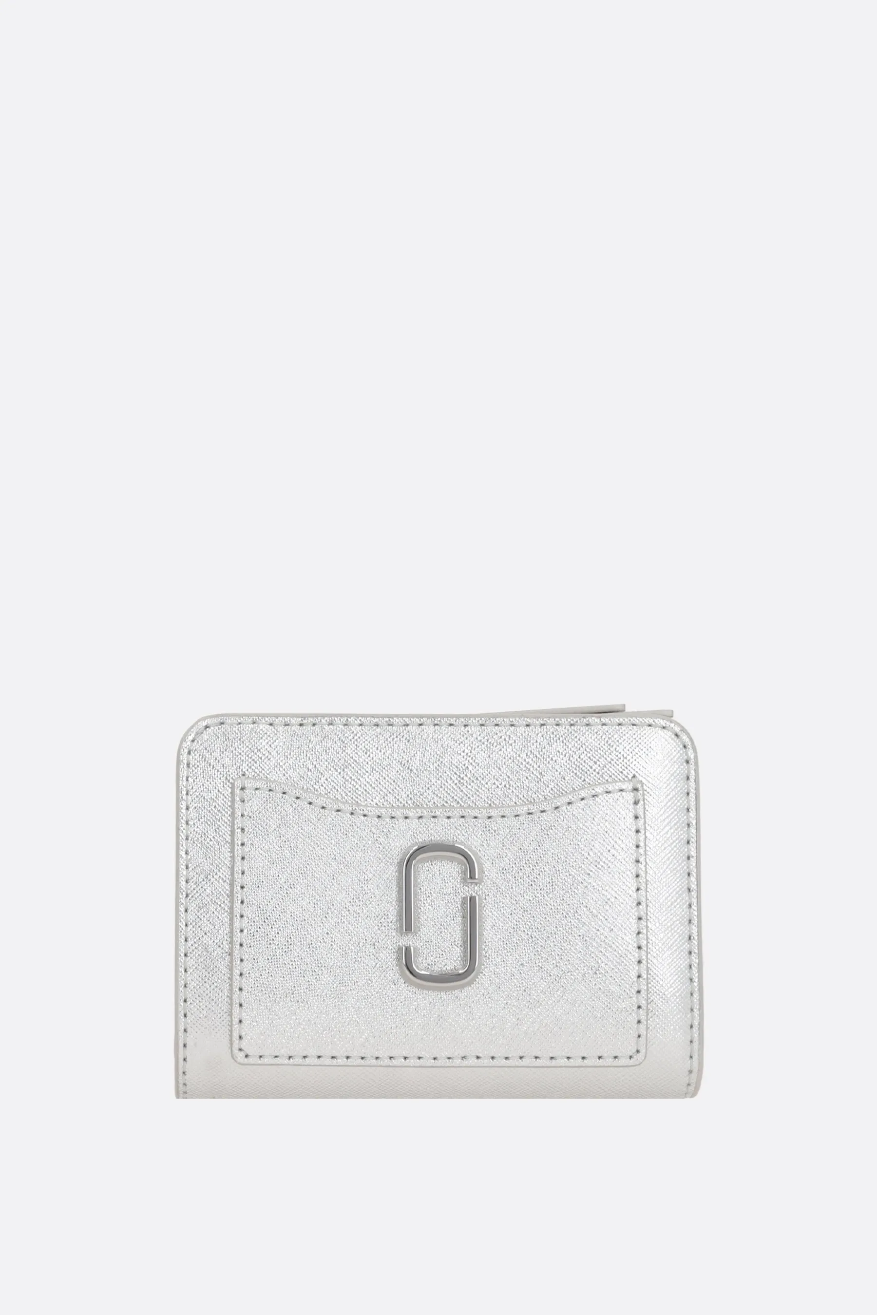 Metallic Crossgrain Leather Compact Wallet