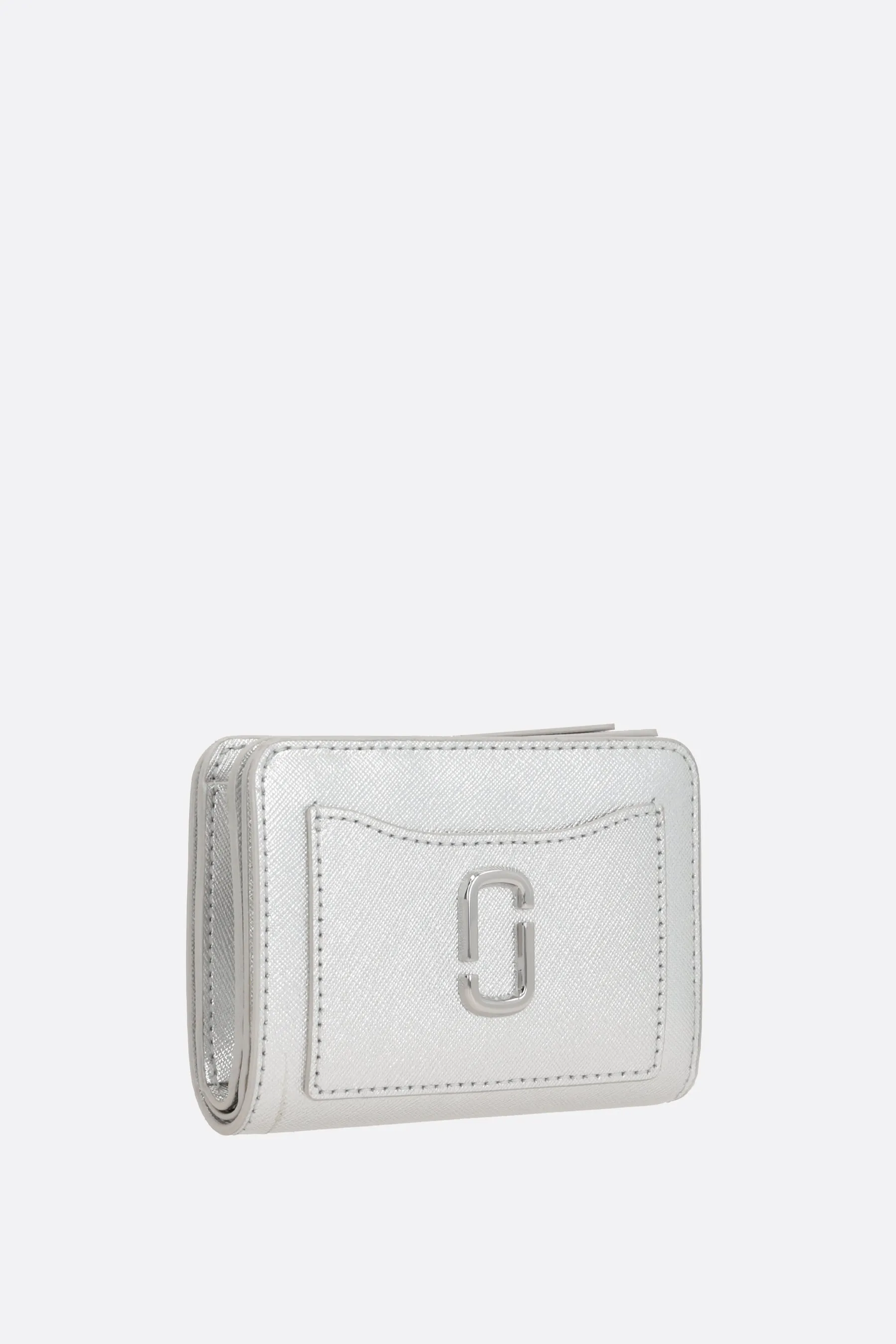 Metallic Crossgrain Leather Compact Wallet