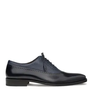 Mezlan Postdam 16409 Men's Luxury Designer Shoes Blue Calfskin & Deerskin Oxfords (MZ2026)