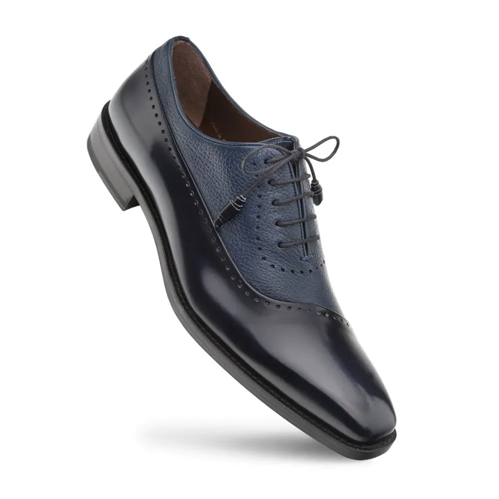 Mezlan Postdam 16409 Men's Luxury Designer Shoes Blue Calfskin & Deerskin Oxfords (MZ2026)
