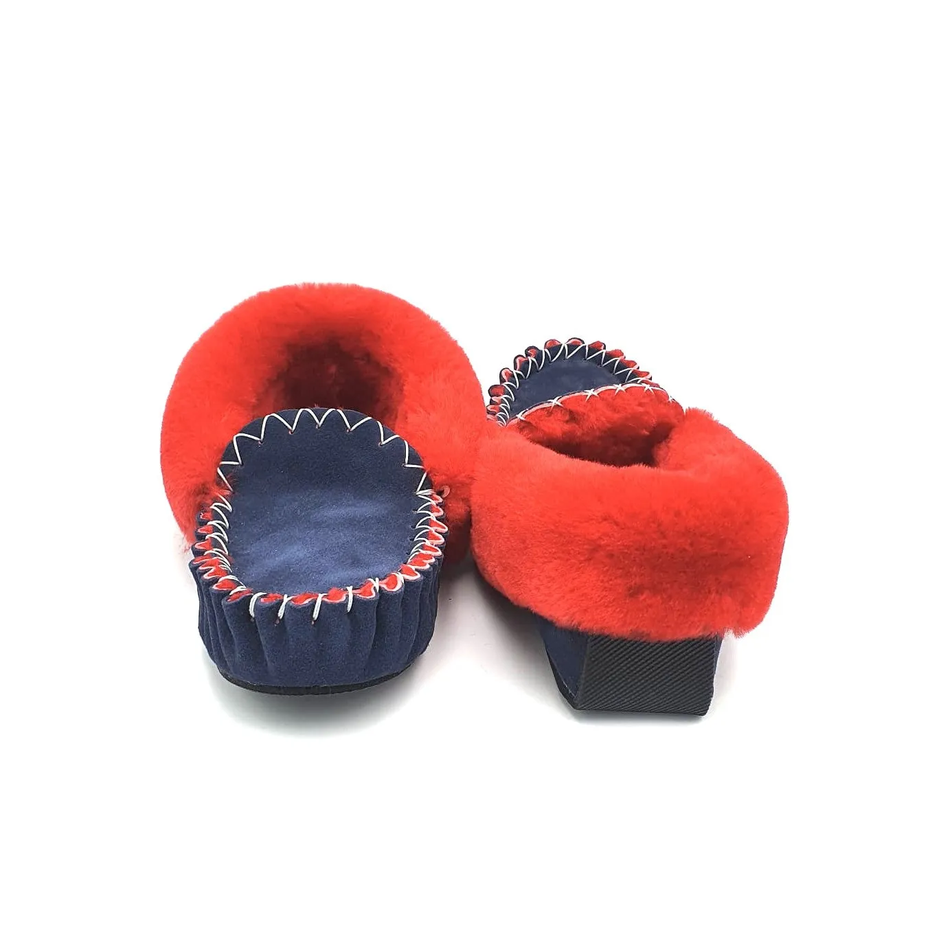 Navy Blue & Red Moccasins