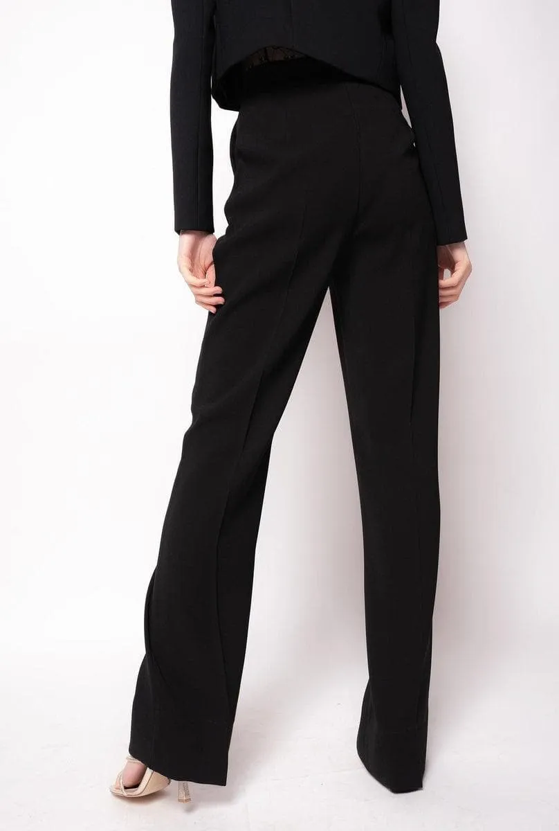Pantaloni flared in poly crêpe