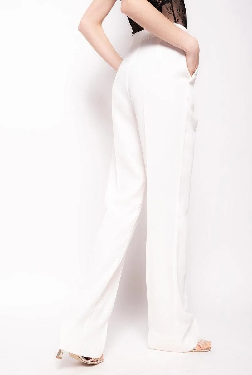Pantaloni flared in poly crêpe
