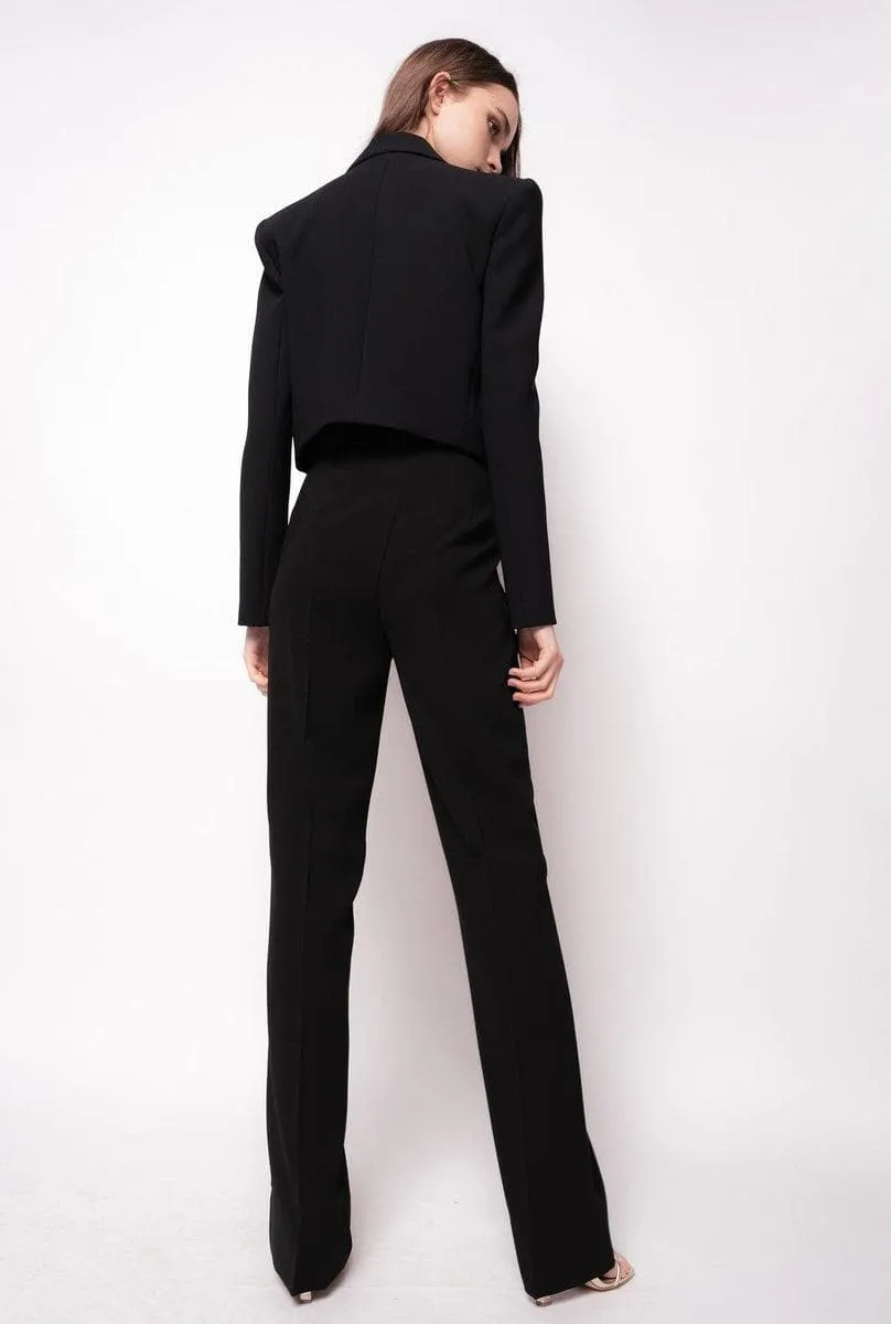 Pantaloni flared in poly crêpe
