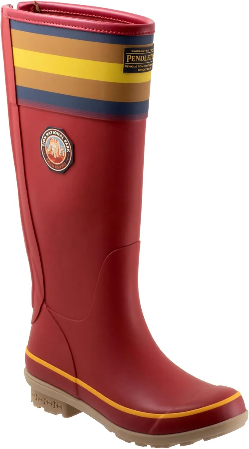 PENDLETON Women's Tall Rain Boots, Premium Rubber, Adjustable Buckle, Non-Slip Sole, 13.75" Shaft