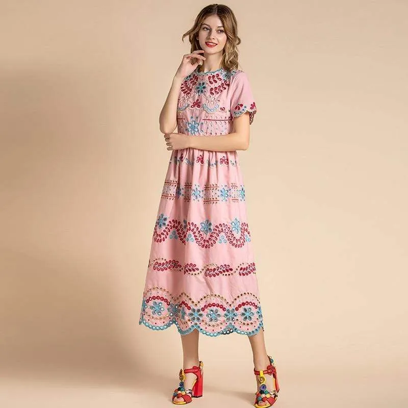 Pink Embroidery Dress