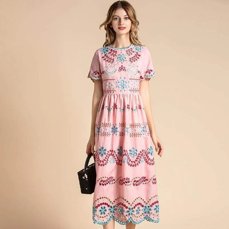 Pink Embroidery Dress