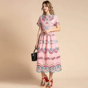 Pink Embroidery Dress