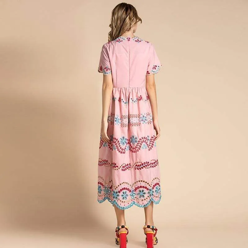 Pink Embroidery Dress