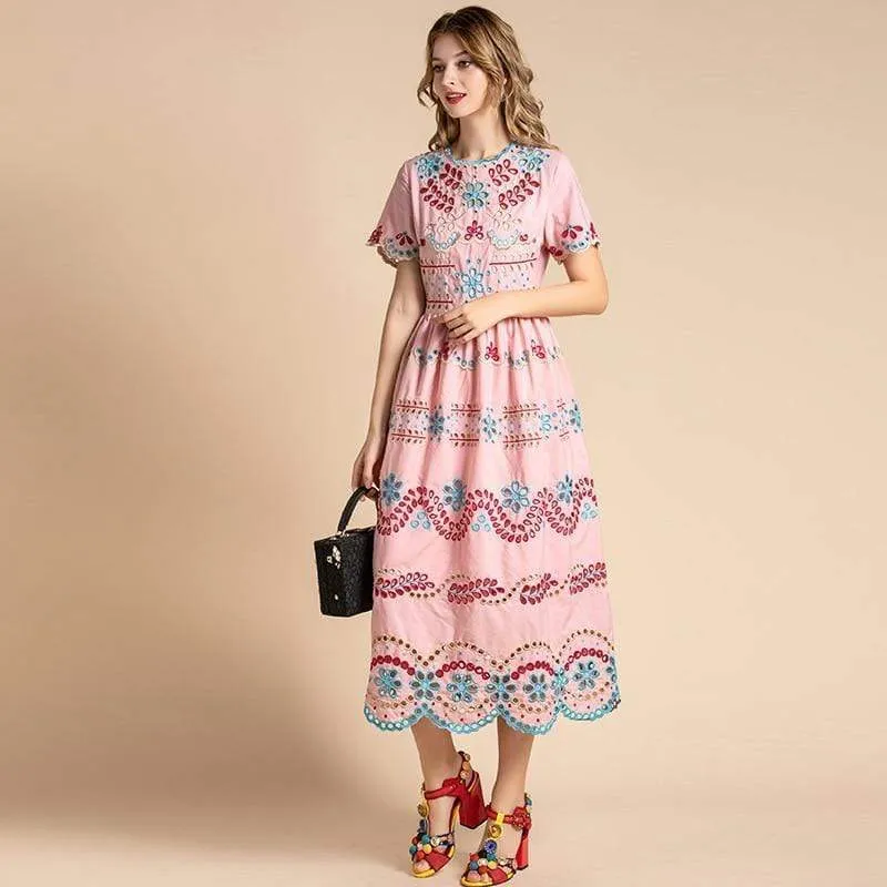 Pink Embroidery Dress