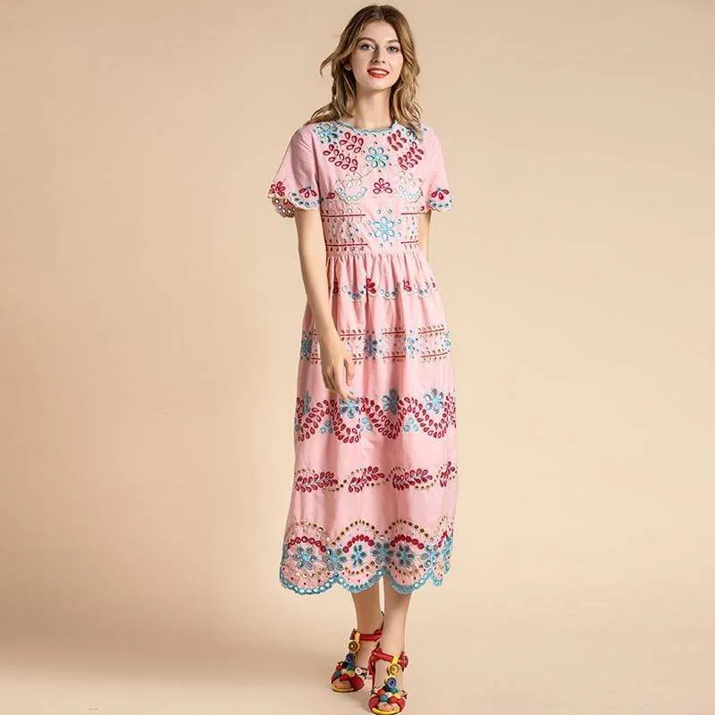 Pink Embroidery Dress