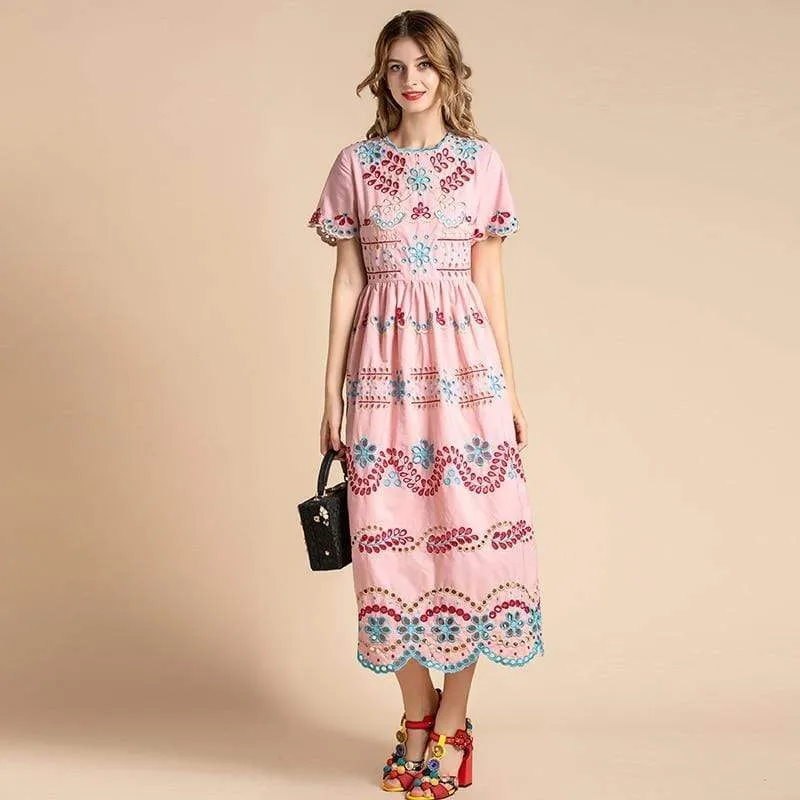 Pink Embroidery Dress