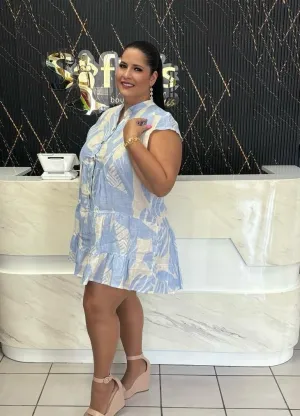 Plus baby blue short dress with nude by: Italy