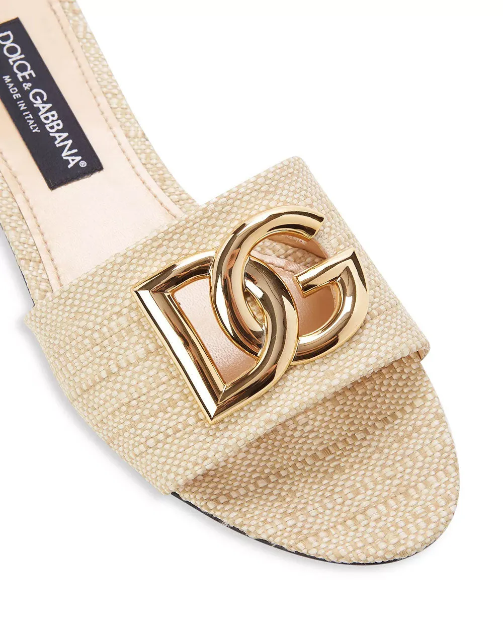Raffia Logo Sandal in Light Sand