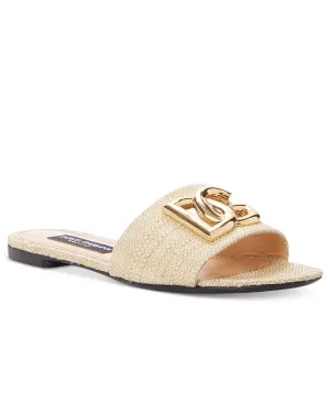 Raffia Logo Sandal in Light Sand