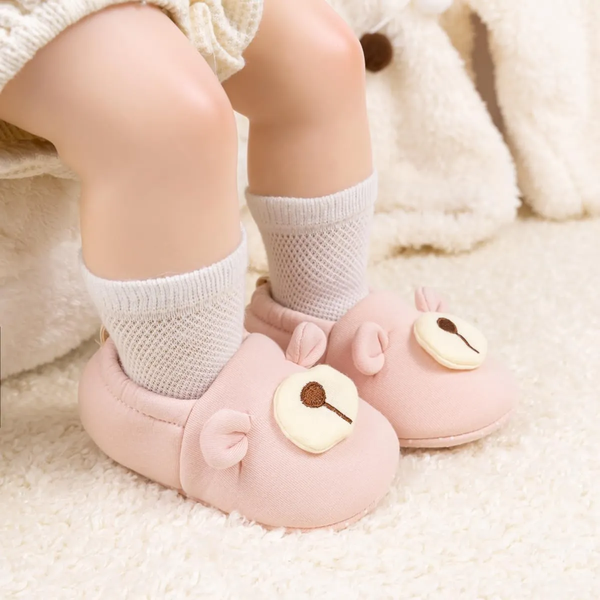 Sawimlgy Newborn Infant Baby Boys Girls Cute Cartoon Slipper Soft Non Skid Sole Slip On House Animal Indoor Sock Shoes Crib Moccasins for New Walkers