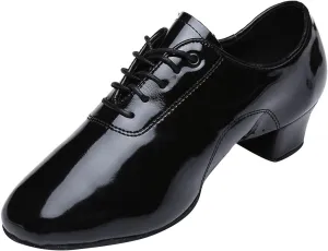 Shoes Boys Modern Dance Shoes Prom Ballroom Latin Dance Shoes Solid Color Lace Up Leather Shoes Lavish Boots (Black, 30)