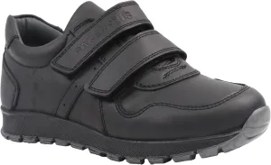SIRRI Boys Black Leather School Shoes, Formal Smart Back to School Trainers